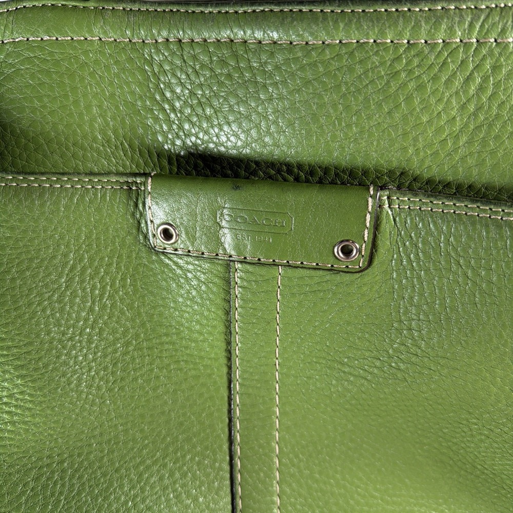 Vintage Coach Hamilton Large Green Pebbled Leather Tote, Handbag F13083 - Picture 2 of 16